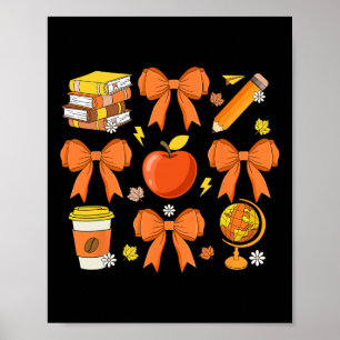 Docent Herfst Shirt Coquette Bow Pompoen Herfst Th Poster