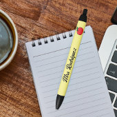 Docent met naam en illustratie van Apple Zwarte Inkt Pen