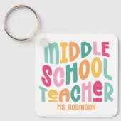 Docent middelbare school | Aangepaste kleurrijke r Sleutelhanger (Voorkant)