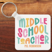 Docent middelbare school | Aangepaste kleurrijke r Sleutelhanger (Voorkant)