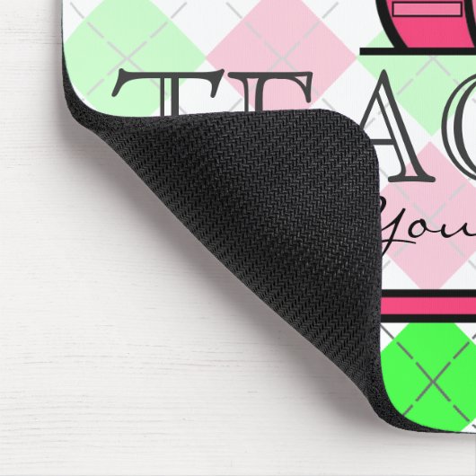 Docent Mousepad - Hot Pink en Lime Green Argyle Muismat (Hoek)