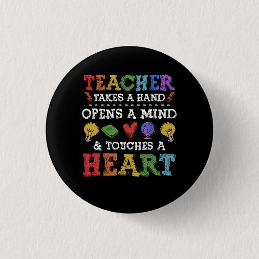 Docent neemt een hand waardering Inspirerend QU Ronde Button 3,2 Cm (Voorkant)