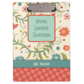 Docent Quote Naam Bloemen Gepersonaliseerd Klembord (Voorkant)