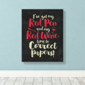 Docent Red Pen Red Wine Canvas Afdruk (Insitu (Houten vloer))