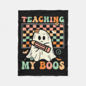 Docent Schattige Ghost Groovy Teacher Halloween Te Fleece Deken (Voorkant)