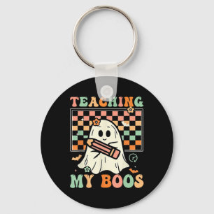 Docent Schattige Ghost Groovy Teacher Halloween Te Sleutelhanger