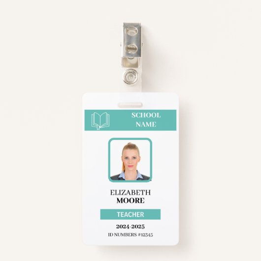 docent & student ID Kaart Sjabloon Badge (Voorkant met clip)