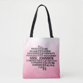 Docent Word Cloud Naam Pink Ombre Canvas tas (Voorkant)