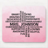 Docent Word Cloud Pink Ombre Muismat (Voorkant)