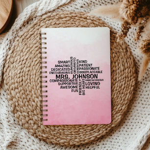 Docent Word Cloud Pink Ombre Notitieboek