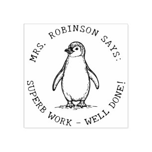 Docenten Creëer Uw Eigen Schattigee Pinguïn Uitste Rubberstempel