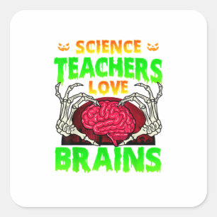 Docenten Hersenen Skelet Hand Hart Halloween Vierkante Sticker