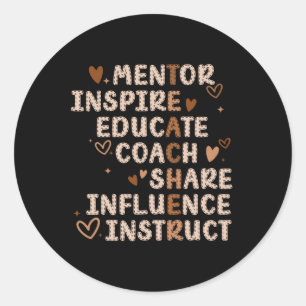 Docenten Mentor Inspire Educate Coach Share Invloe Ronde Sticker