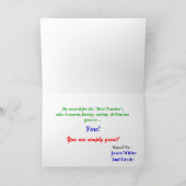 Docentencertificaat (personaliseren) feestdagen kaart (Binnen)