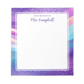 Docentennaam Rainbow Pastel Waves Notitieblok (Voorkant)