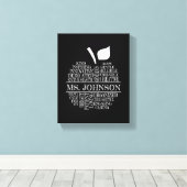 Docententypografie Apple in zwart-wit Canvas Afdruk (Insitu (Houten vloer))