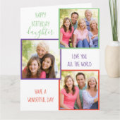 Dochter 3 Foto Collage Persoonlijk Birthday Kaart (Voorkant)