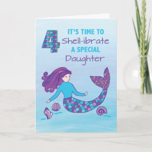 Dochter 4e verjaardag Sparkly look Mermaid Kaart