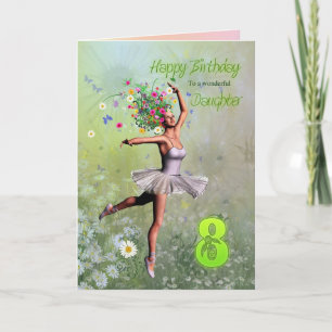 Dochter 8 jaar, bloemenfee verjaardagskaart kaart