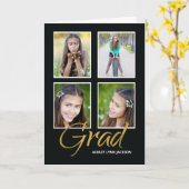 Dochter Afstuderen vier foto Kaart (Gele Bloem)