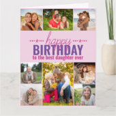 Dochter Birthday Foto Collage Persoonlijk Roze Kaart (Voorkant)