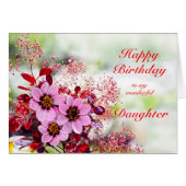 Dochter Birthday Pink Flowers (Voorkant Horizontaal)