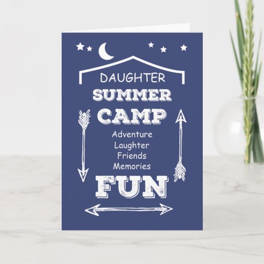 Dochter Camp Fun Navy Blue, Denken aan jou Kaart (Voorkant)