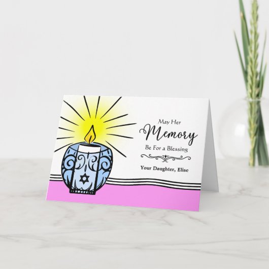 Dochter Custom Yahrzeit Jubileum van de Dood Kaart (Voorkant)