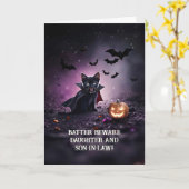 Dochter en echtgenoot Zoon in de wet Halloween Gra Kaart (Gele Bloem)