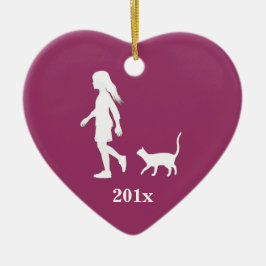 Dochter en kat: meisje en haar Kat Keramisch Ornament