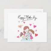 Dochter en moeder vrolijke Moederdag Briefkaart (Voorkant / Achterkant)