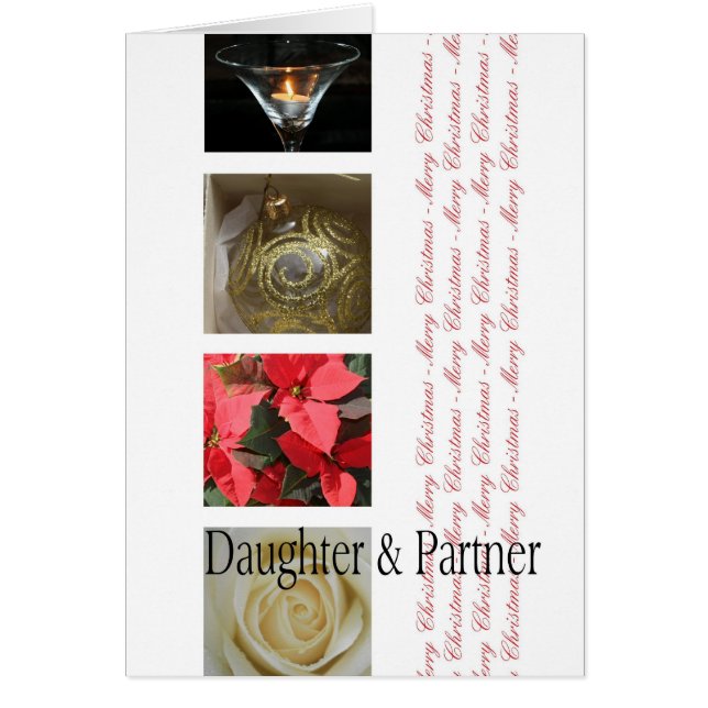 Dochter en Partner Kerstrood, zwart-wit (Voorkant)