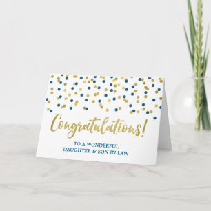 Dochter en zoon in de wet gefeliciteerd met blauw kaart