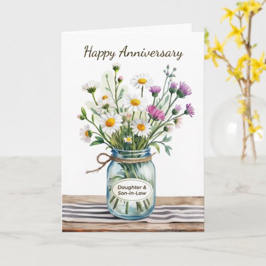 Dochter en zoon in de wet Jubileum Wildflowers Kaart (Gele Bloem)