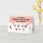 Dochter en Zoon in de Wet Valentijn Hearts Moon St Kaart (Gele Bloem)