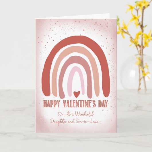 Dochter en Zoon in Wet Valentijn Handgeschilderd Kaart (Gele Bloem)