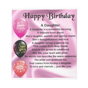 dochter gedicht blije verjaardag notitieblok