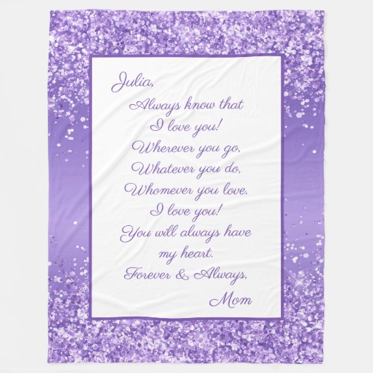 Dochter, ik hou van je fleece deken (Voorkant)