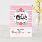 Dochter in de wet op het Moederdag-roze biontanisc Kaart (Gele Bloem)