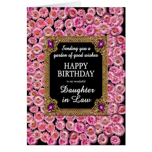 Dochter in de wet Verjaardag Roze Daisies (Voorkant)