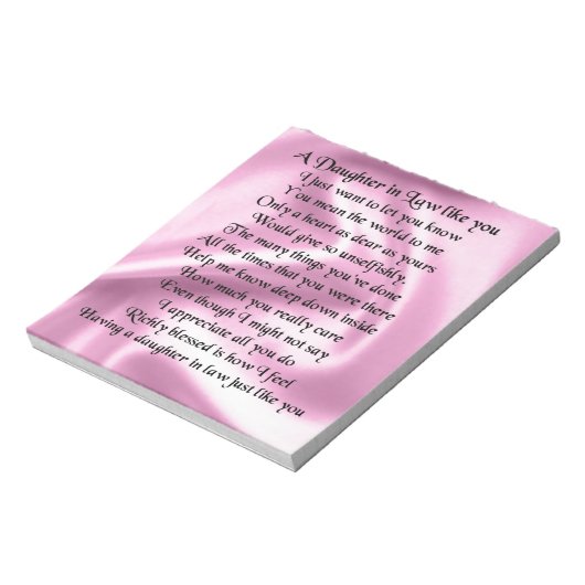 Dochter in rechtgedicht - Roze zijde Notitieblok (Gedraaid)