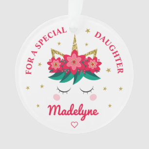 Dochter Kerst Eenhoorn gepersonaliseerd Ornament