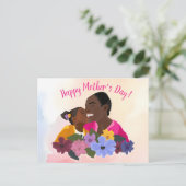 Dochter kust moeder. Feestdagen briefkaart (Staand voorkant)