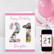 Dochter nummer 21 Foto Collage Big 21st Birthday Kaart