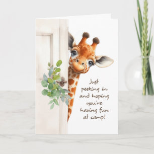 Dochter op kamp denkt aan jou Giraffe Peeking Kaart