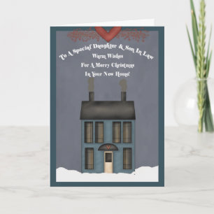 Dochter & Schoonzoon, 1e Kerstmis in nieuw huis Feestdagen Kaart