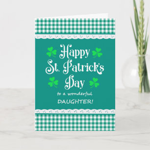 Dochter St Patrick's Day Shamrocks Groene cheques Kaart