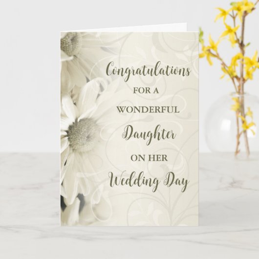 Dochter trouwdag gefeliciteerd kaart (Gele Bloem)