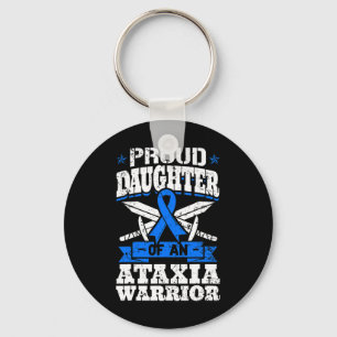 Dochter van een Ataxia Warrior Blue Awareness Ribb Sleutelhanger