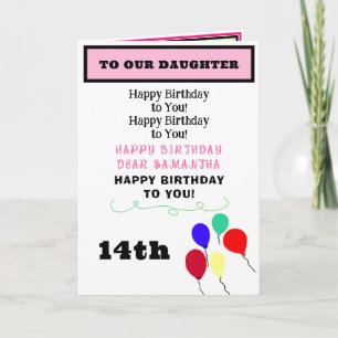 Dochter Verjaardagsballonnen Cupcakes NAAM Kaart